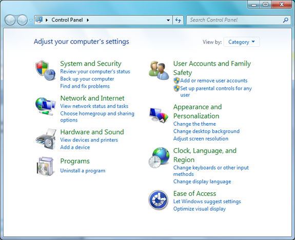 អំពីផ្ទាំងត្រួតពិត្យ Windows 7 (Control Panel)