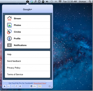 Tab for Google+ បើក​មើល Google Plus លើ​របារ​ម៉ឺនុយ Mac របស់​អ្នក